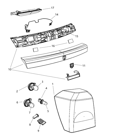 2009 Dodge Caliber Lamp Tail Stop Turn Sidemarker Diagram for 5303880AJ