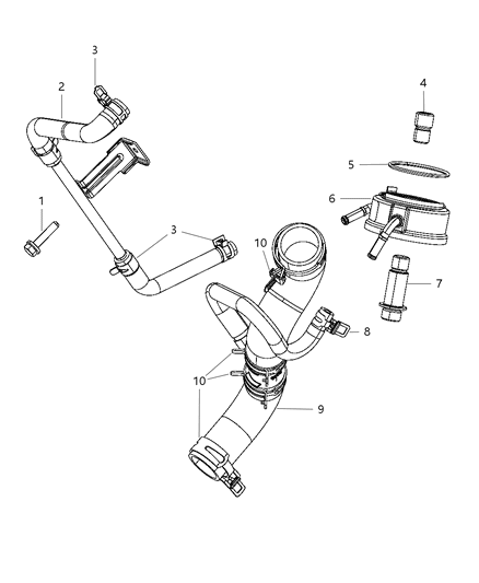 2005 Dodge Caravan Hose Radiator Outlet Includes Clamps Diagram for 52014895AC
