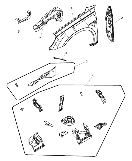 2002 Dodge Grand Caravan Bracket Fender Mounting Front Diagram for 4389480AD
