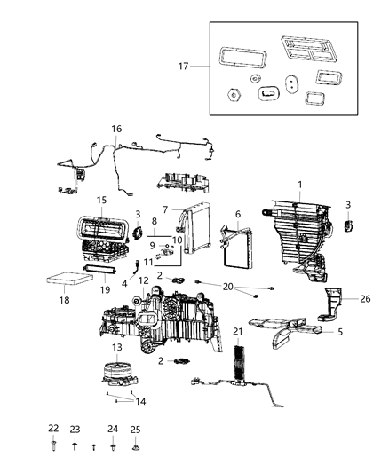 Housing Distribution: Doors, Plate, Coupler, Packing Diagram for 68442371AA
