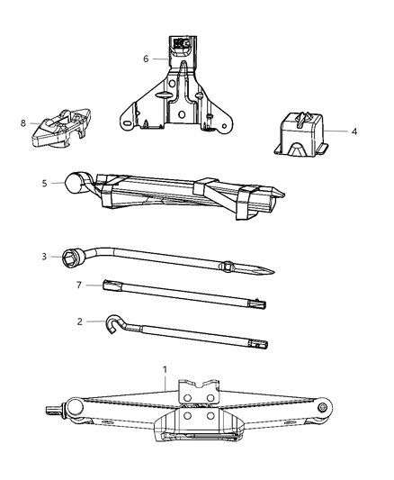 Bag Jack Tool Storage Diagram for 68068845AA