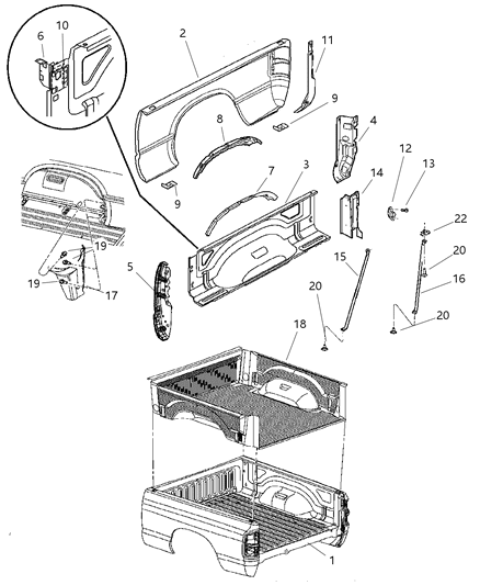 2000 Chrysler LHS Panel Box Side Inner Diagram for 55276373AD