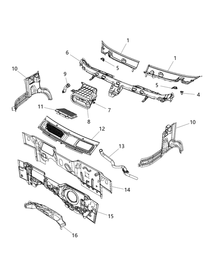 Bushing Cowl Top Cover To Body Attach Diagram for 68109662AA