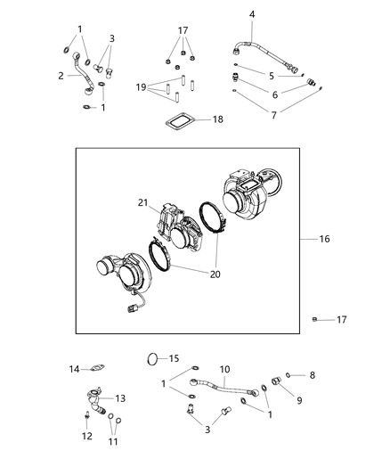 Actuator Kit Turbocharger Diagram for 68032290AA