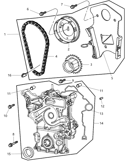 2000 Chrysler Concorde Screw And Washer Hexagon Tensioner To Block Diagram for 6507479AA