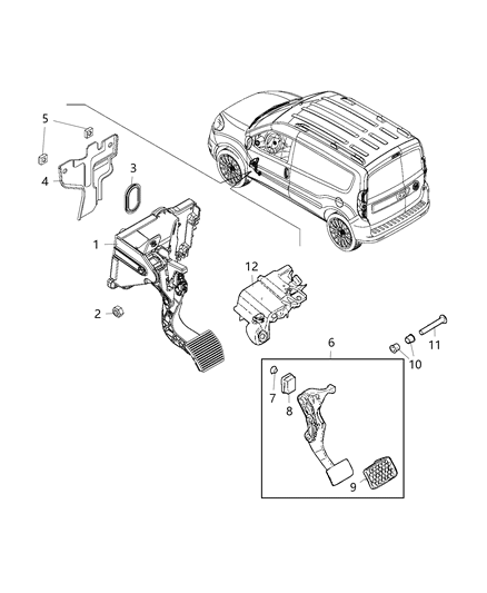 Pad Brake Pedal Diagram for 68281744AA