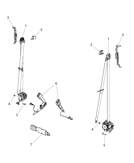 1984 Jeep J20 Seat Belt Front Outer Diagram for 5KM49DX9AE