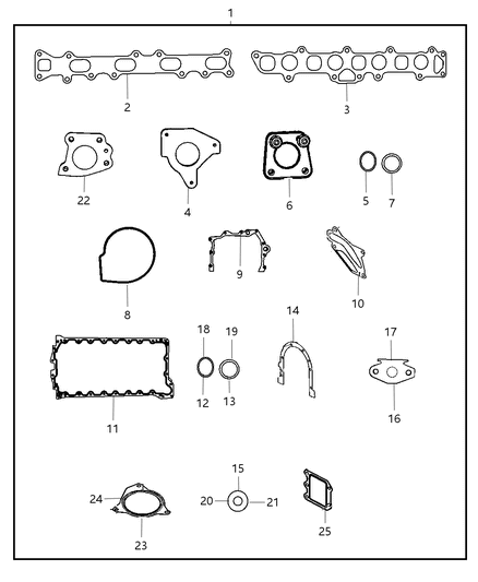 Gasket Crankshaft Rear Oil Seal Retainer Diagram for 68027581AA