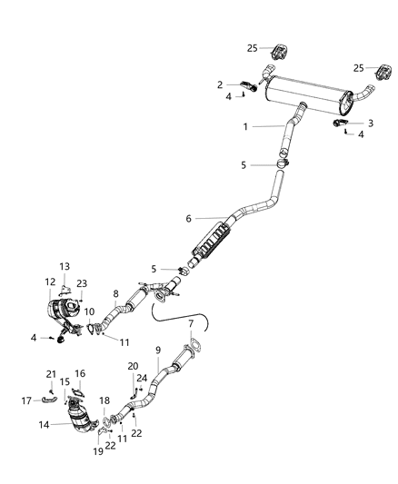 2007 Jeep Commander Pipe Exhaust Front, Passenger Side Diagram for 68357606AA