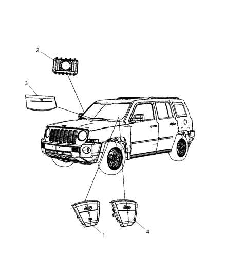 Air Bag Passenger, Passenger Side Diagram for 5108037AB