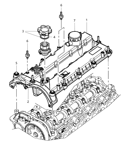1986 Dodge Aries Cover Cylinder Head Diagram for 68027076AA