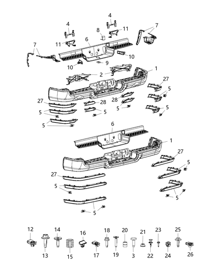 Valance Rear Diagram for 68299072AB