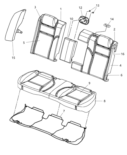 2010 Dodge Journey Bolster Seat Diagram for 5174654AA