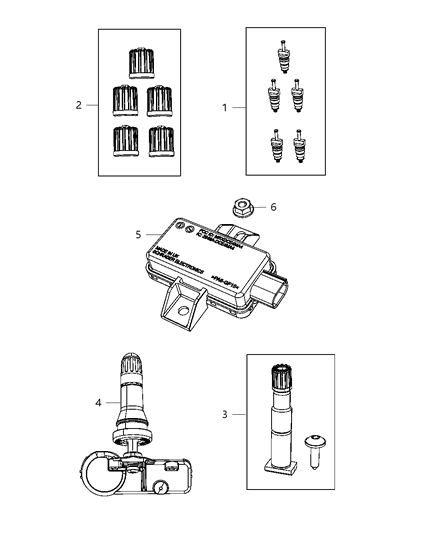 2002 Chrysler Town & Country Module Tire Pressure Monitoring Diagram for 56029542AC