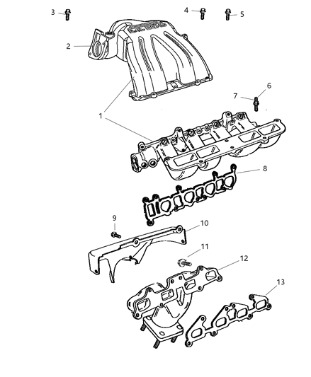 2005 Jeep Liberty Manifold Exhaust Diagram for 53013263AB