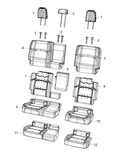 2002 Chrysler PT Cruiser Cover Rear Seat Cushion Left Diagram for 6YQ35VT9AA