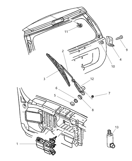 Motor Windshield Wiper Diagram for 55155122AF