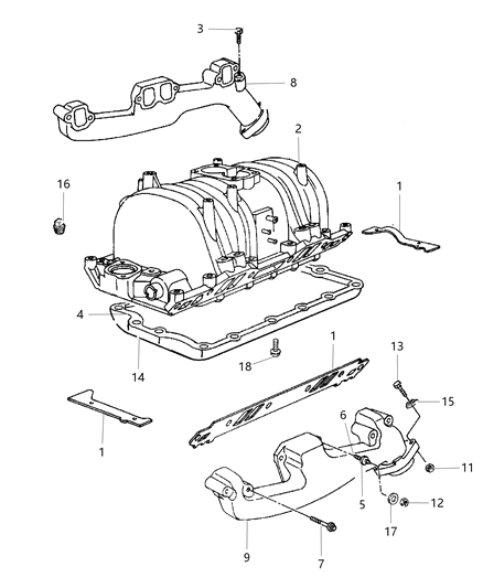 2006 Chrysler PT Cruiser Gasket Package Intake Manifold Diagram for 4897383AC