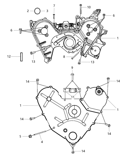 2009 Dodge Grand Caravan Cover Timing Case Diagram for 4892136AB