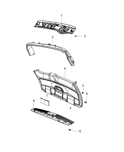 2020 Dodge Grand Caravan Molding Rear Header Diagram for 1WS45DX9AC