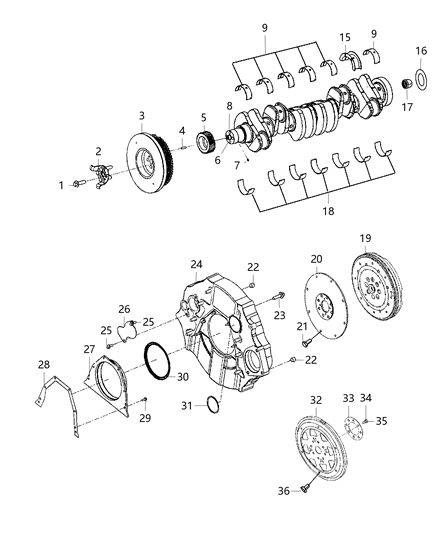 2013 Ram 5500 Flexplate Diagram for 68210068AA
