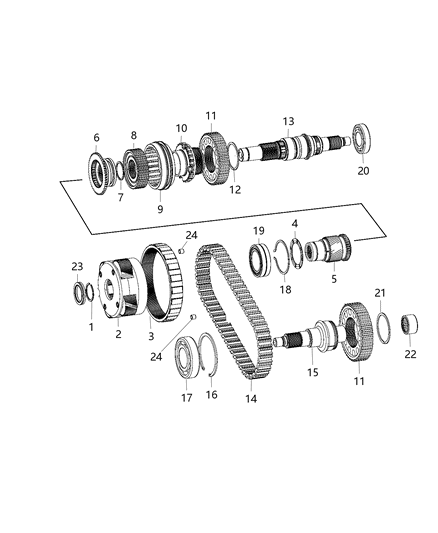Planetary Transfer Case Diagram for 68001163AA