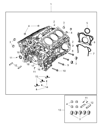 2015 Jeep Wrangler Jet Piston Oil Cooler Diagram for 5184110AE