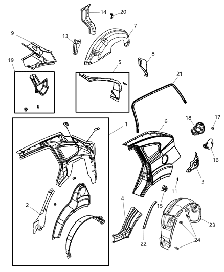 Weatherstrip Rear Door Diagram for 5074160AE