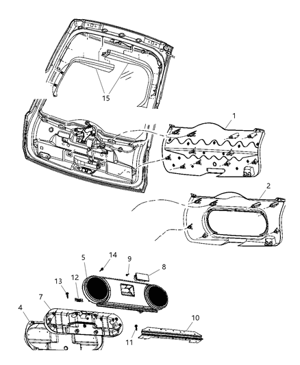Panel Liftgate Trim With Speakers Diagram for 1AZ48DK7AB