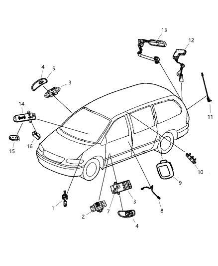 Switch Package Liftgate Latch Diagram for 5080529AA