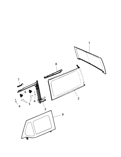 Window Quarter, Rear Driver Side Diagram for 5VP83RU5AG