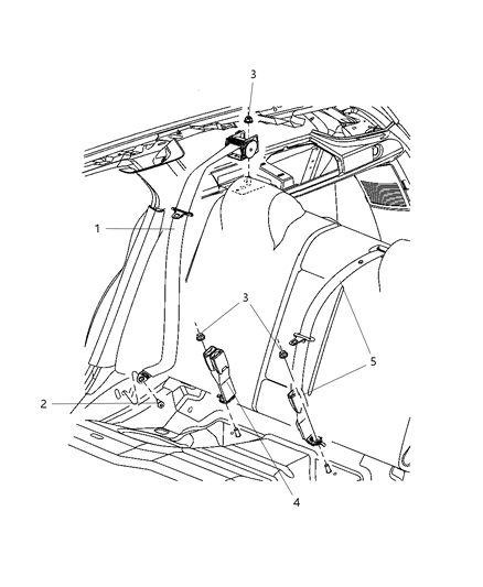 2008 Dodge Magnum Seat Belt Rear Outer Diagram for WU66ZJ3AE