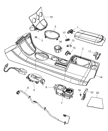 Liner Floor Console Diagram for 5258016AA