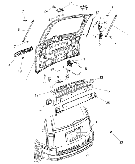 Latch Lift Gate Diagram for 4589243AG