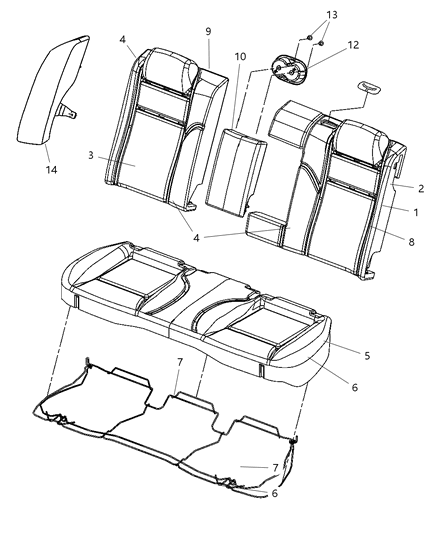 2013 Ram 3500 Foam Seat Back 40 % Side Diagram for 5170023AA