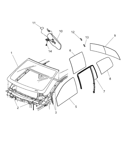 Glass Rear Door Fixed Diagram for 55364074AI