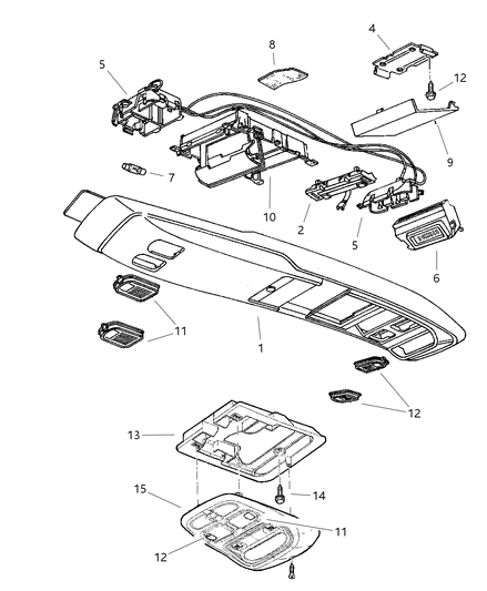 2018 Jeep Grand Cherokee Housing Overhead Console Diagram for LE65SAZ