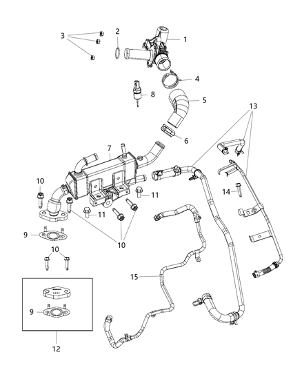 Hose And Tube EGR Coolant Return Diagram for 68217333AB