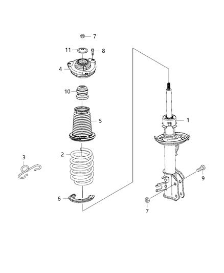 Strut Front Suspension Diagram for 68440034AA