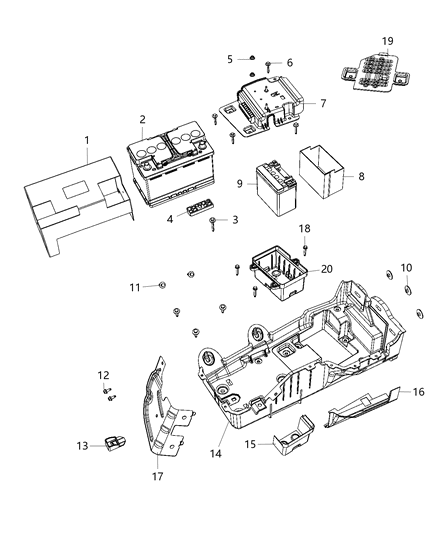 Nut And Washer Hexagon M6X1.00 Battery Tray To Dash Diagram for 6512686AA
