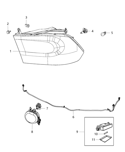 Lamp Headlamp Parking And Turn Diagram for 68274984AA