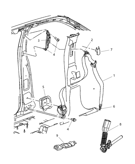 Seat Belt Front Inner Diagram for 1GD801J3AB