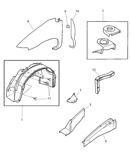 2012 Dodge Charger Bracket Bodyside Aperture Diagram for 4860897AC