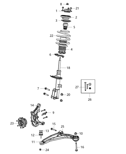 2008 Chrysler Town & Country Arm Lower Control Front Diagram for 4766424AE