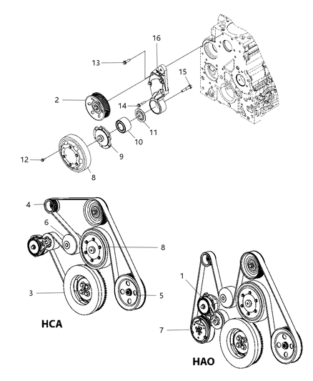 2001 Chrysler LHS Pulley Alternator Diagram for 5183490AA
