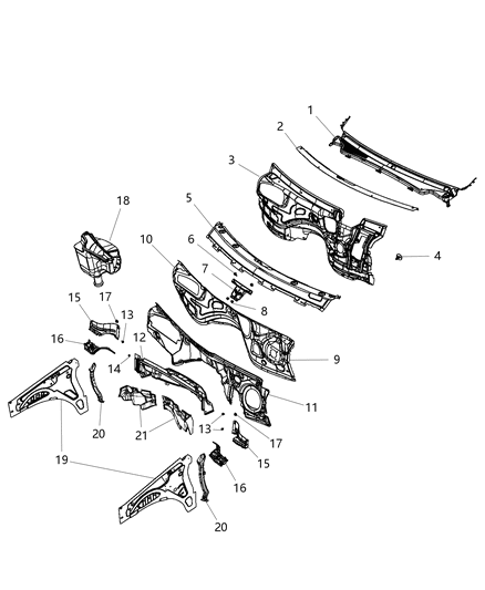 Silencer Plenum And Dash Panel Diagram for 5058934AB