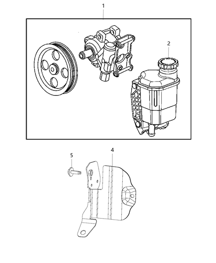 1992 Dodge Spirit Pump Power Steering Includes Pulley, Reservoir, And Cap Diagram for 68225509AB
