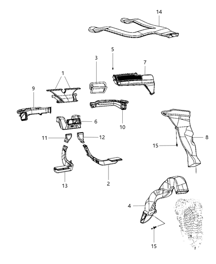2010 Dodge Journey Screen Air Inlet Diagram for 5058463AD