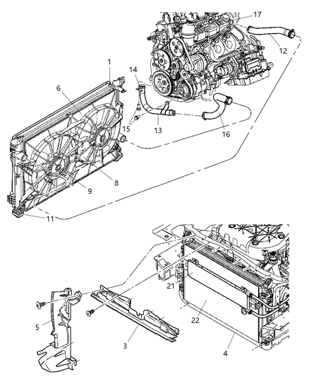 2006 Dodge Durango Hose Radiator Inlet Diagram for 4809427AE