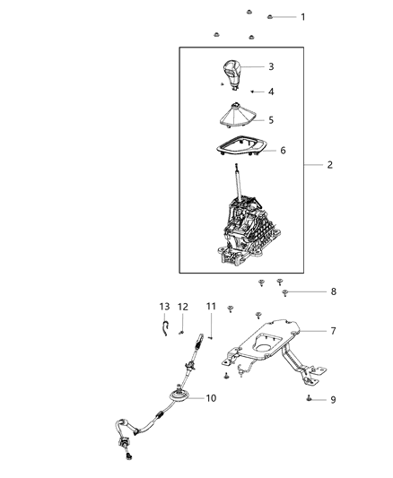 Gear Shift Assembly Diagram for 1UT703X9AH